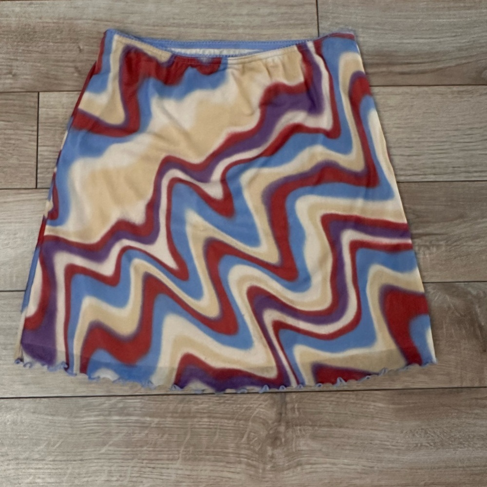 Urban Outfitters Red and Blue Wave Mini Skirt